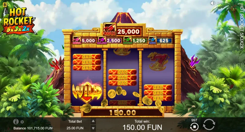Hot Rocket 5x 3x 2x - fitore me Wild të trefishtë në linjën e parë të pagesës